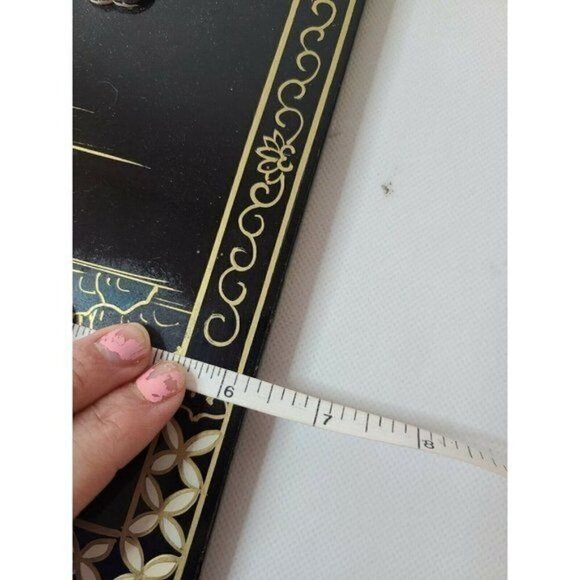 Vintage Japanese Shibayama Gilt Artwork Geisha Lady Inlaid Lacquered Wall Panel - Picture 6 of 6